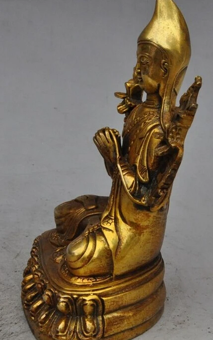 zhan1105++6&quot tibetan buddhism fane joss bronze gilt Zongkapa Tsongkhapa Buddha god statue |