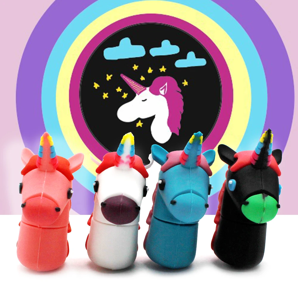 

Dr.Memory Rainbow Unicorn U Disk Cartoon USB Flash Drive 4G 8G 16G 32G 64G Pendrive Cute Pen Drive 4 Color Christmas Gift