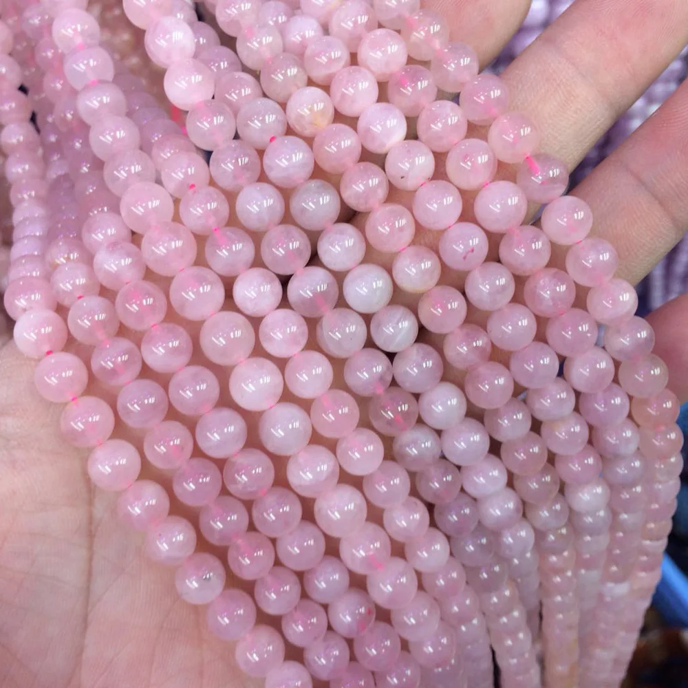 Натуральный Мозамбик розы кварцевые бусины из природного камня бусины DIY свободные для изготовления ювелирных изделий strand 1"