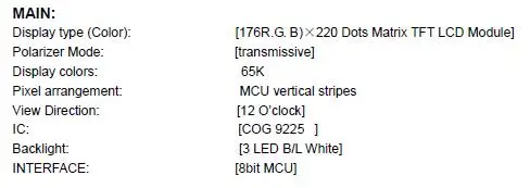 2,0 дюймов 22P 65K HD TFT ЖК-экран COG ILI9225 Drive IC 8Bit MCU интерфейс 240(RGB)* 320