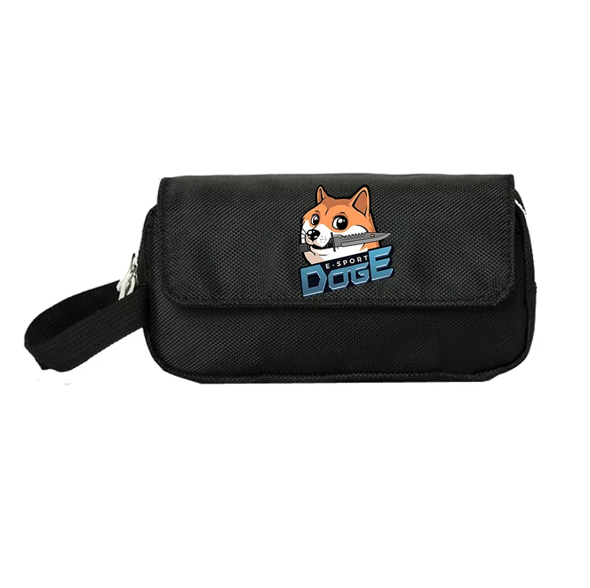 

Doge Cute Dog pencil bag Women Cosmetic Cases Makeup Bag Child Girls Pencill Case Double Zipper pecill Bag Handbag Purse