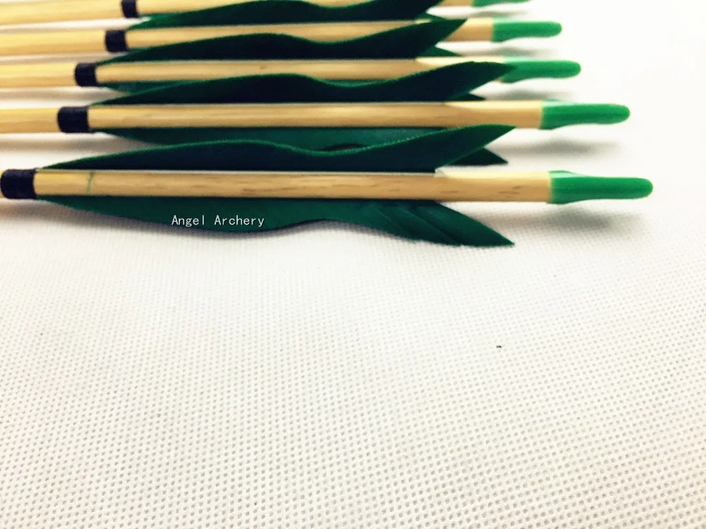 12PK традиционные деревянные стрелы для лука ручной работы красивая форма Зеленые