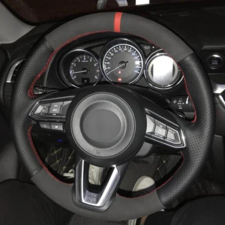 Style3 HuiER ручная швейная крышка рулевого колеса автомобиля из замши для Mazda 3 Axela- для Mazda 6 Atenza- CX-3 CX-9 CX-5 - Название цвета: Style3