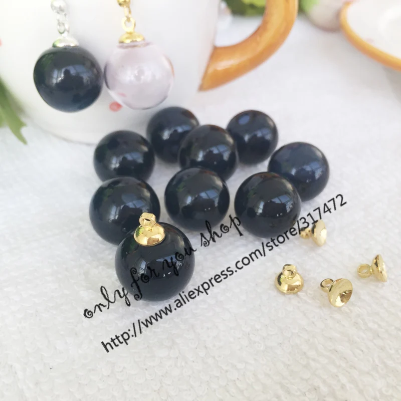 Бесплатная доставка! 30 компл./Лот 16*4 мм набор пузырей из черного стекла и крышек 6