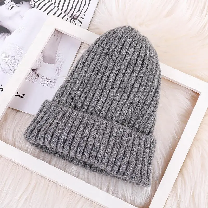 Dark Grey COKK новые зимние шапки для женщин Женская милая вязаная шапка женская дешевая шапка с подкладкой шерстяная теплая уличная Лыжная шапка Корейская - Color: Dark Grey