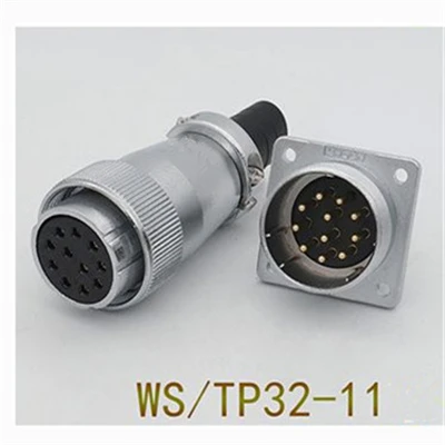 WS32-11Pin 1 комплект WS32 авиационным соединителем мужской и женский квадратный фланец Диаметр вала(мм): гнездо 4/6/8/10/11/12/13/14/19 Pin вилкой/корейский производитель кабелей авиации круговой разъем кабеля - Цвет: WS32-11Pin