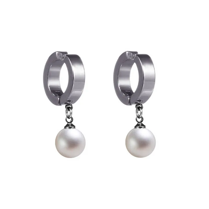 Pearl Silver 2 шт. простая модная подвеска крест нержавеющая сталь клипсы для женщин панк человек без Имитация пирсинга без отверстия для уха ювелирные изделия - Окраска металла: Pearl Silver