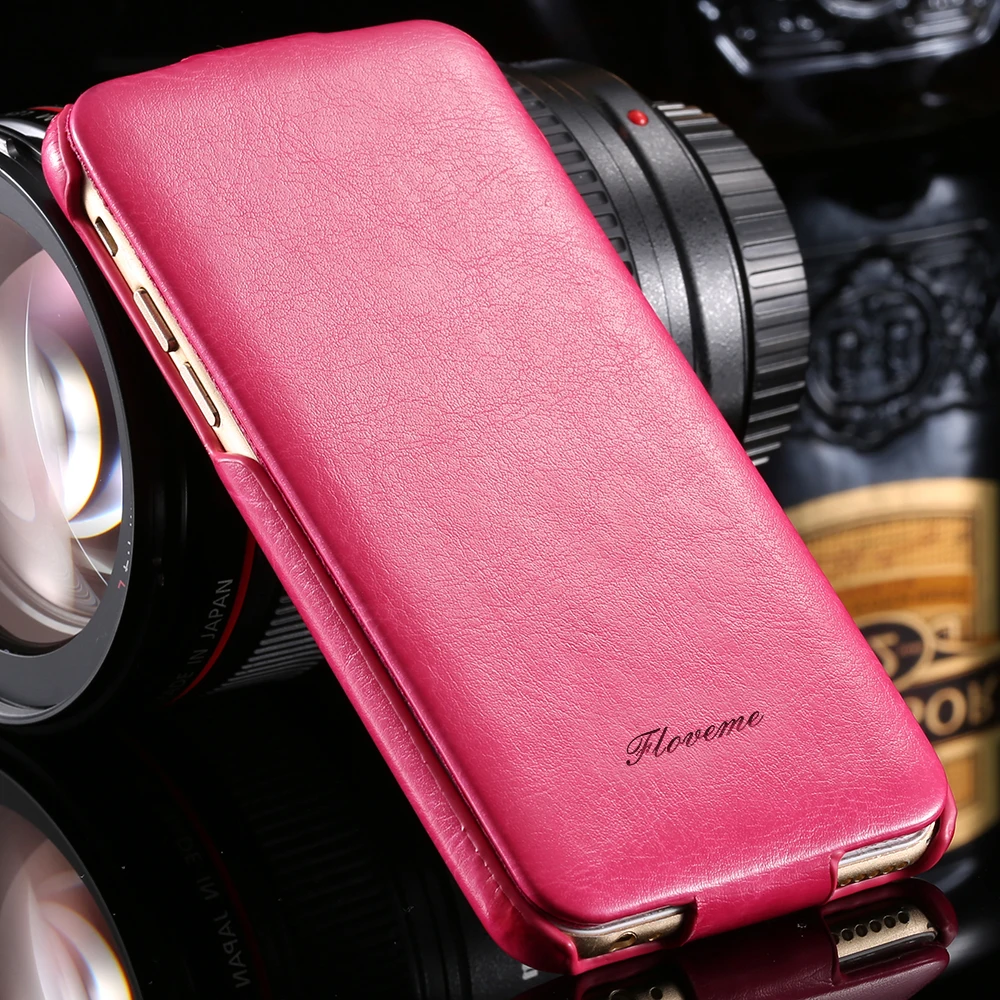 FLOVEME для iPhone 7 6 S Plus Вертикальный кожаный чехол Apple Coque гладкая кожа с логотипом