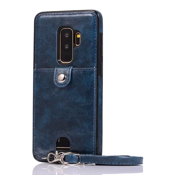 Модный чехол-кошелек для samsung Galaxy S9, чехол для samsung S8 S9 Plus, S7 Edge, кожаный чехол с карманом для карт, ремешок - Цвет: Синий