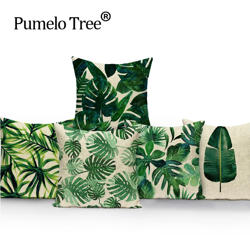 2018 новейшая льняная наволочка с принтом в виде пальмиера для дивана тропическом