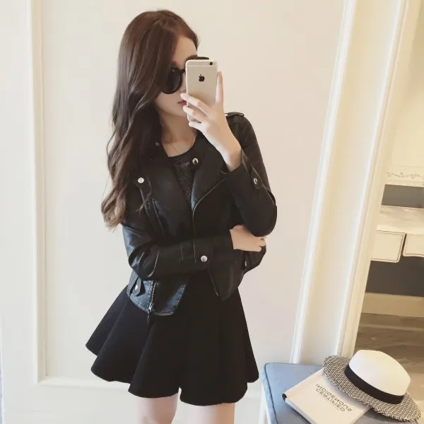 New Autumn Fashion Street 2017 Women Short Washed Leather Jacket Zipper Bright Colors Ladies Basic Jackets Good Quality L164 | Женская