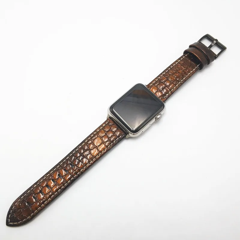 AKGLEADER Крокодил зерна пояса из натуральной кожи часы ремешок для Apple Watch серии 1 2 3 4 iWatch ремешки наручных часов