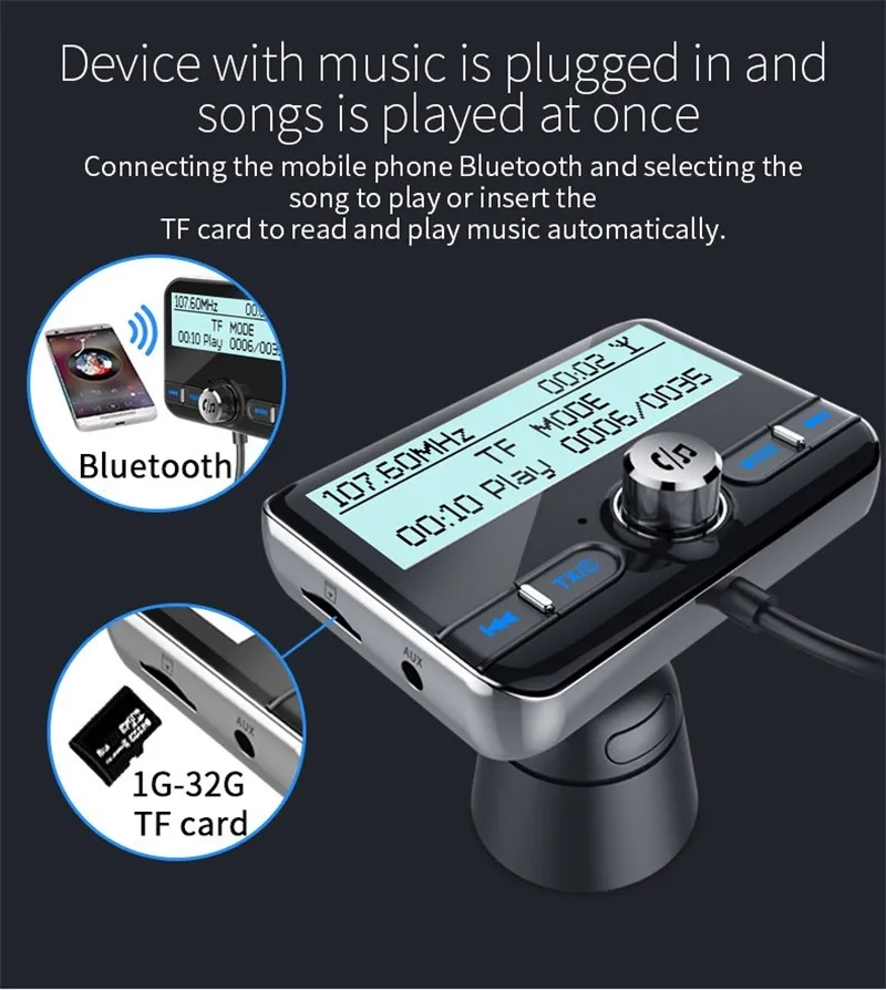 Автомобильный DAB радио Hands-free Bluetooth автомобильный комплект fm-передатчик QC 3,0 Быстрая Зарядка адаптер стерео аудио музыкальный плеер