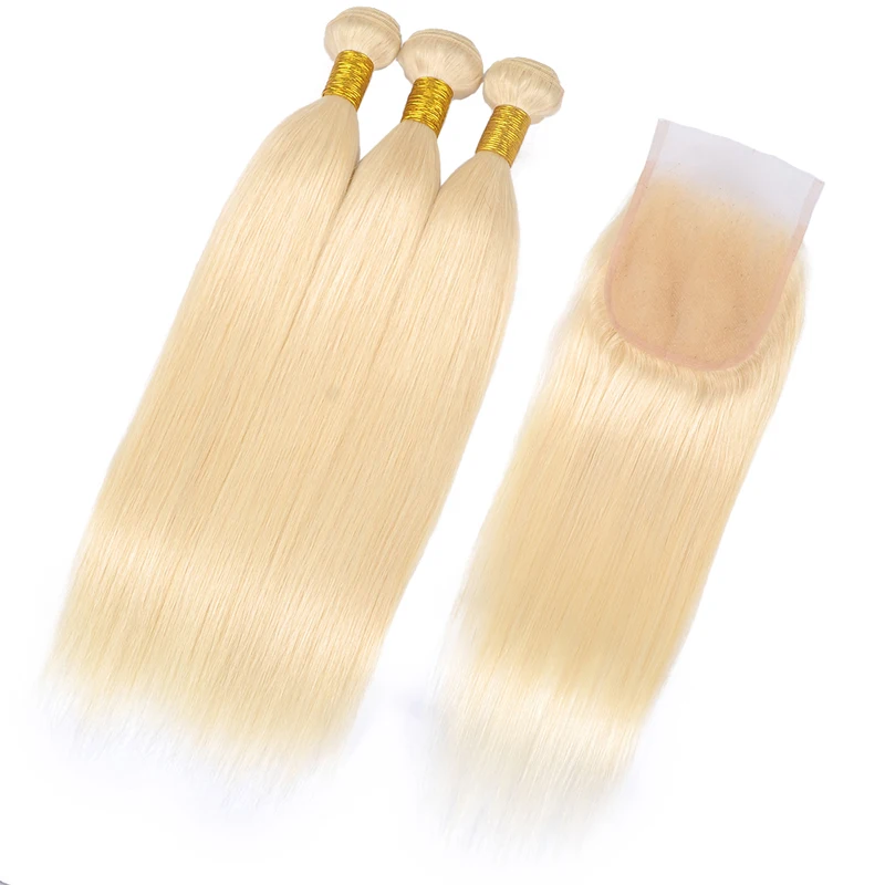 Pinshair, бразильские волнистые волосы, 2, 3 пряди, с фронтальной застежкой, 613, медовый блонд, человеческие волосы, прямые пряди, с застежкой, не Реми