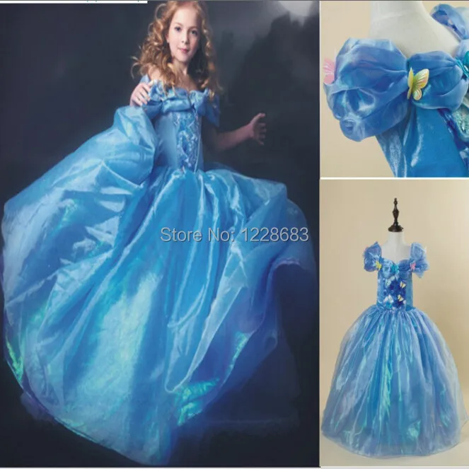 Новинка фантазия синий Menina princesa Infantil Vestido cinderela cendrillon disfraz cenicienta
