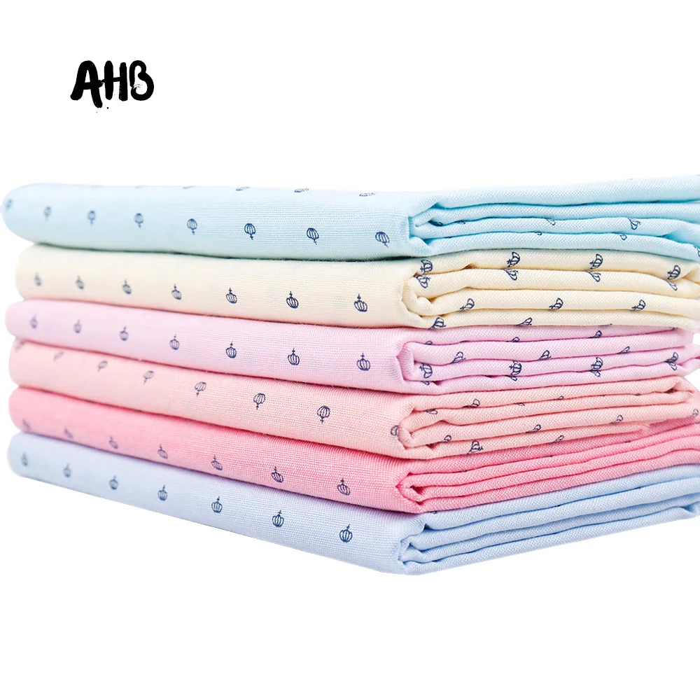 

AHB Cotton Fabric Solid Color Crown Printed Cloth Fabric Patchwork Quilting Baby Cribs Cushions Blanket Sewing Materials