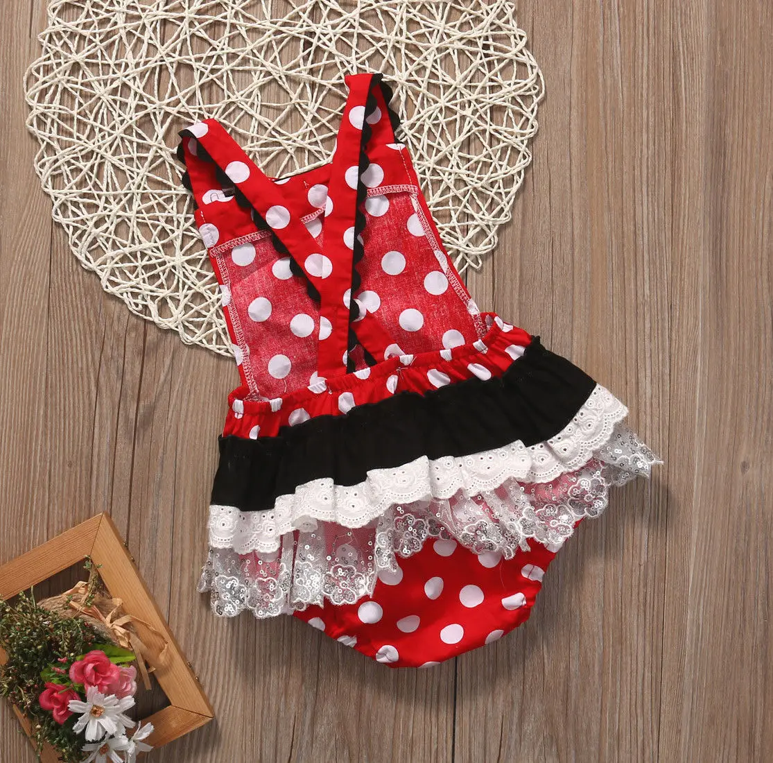 2017 г. комплект для малышей в горошек с Минни Маус Летний комбинезон новорожденных