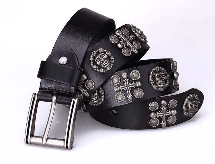 Free Shipping,100% cow leather buckle belt.genuine leather rivet belts,mens fashion skull belt.new punk