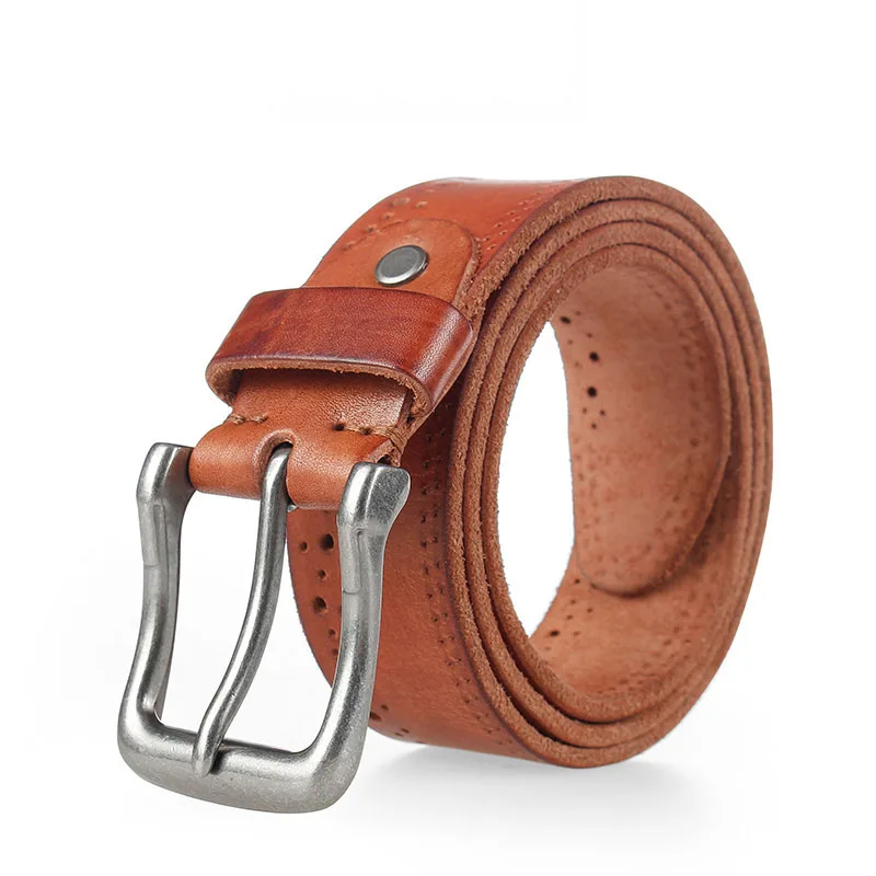 Мужской кожаный ремень из натуральной воловьей кожи коричневого цвета|mens leather belt