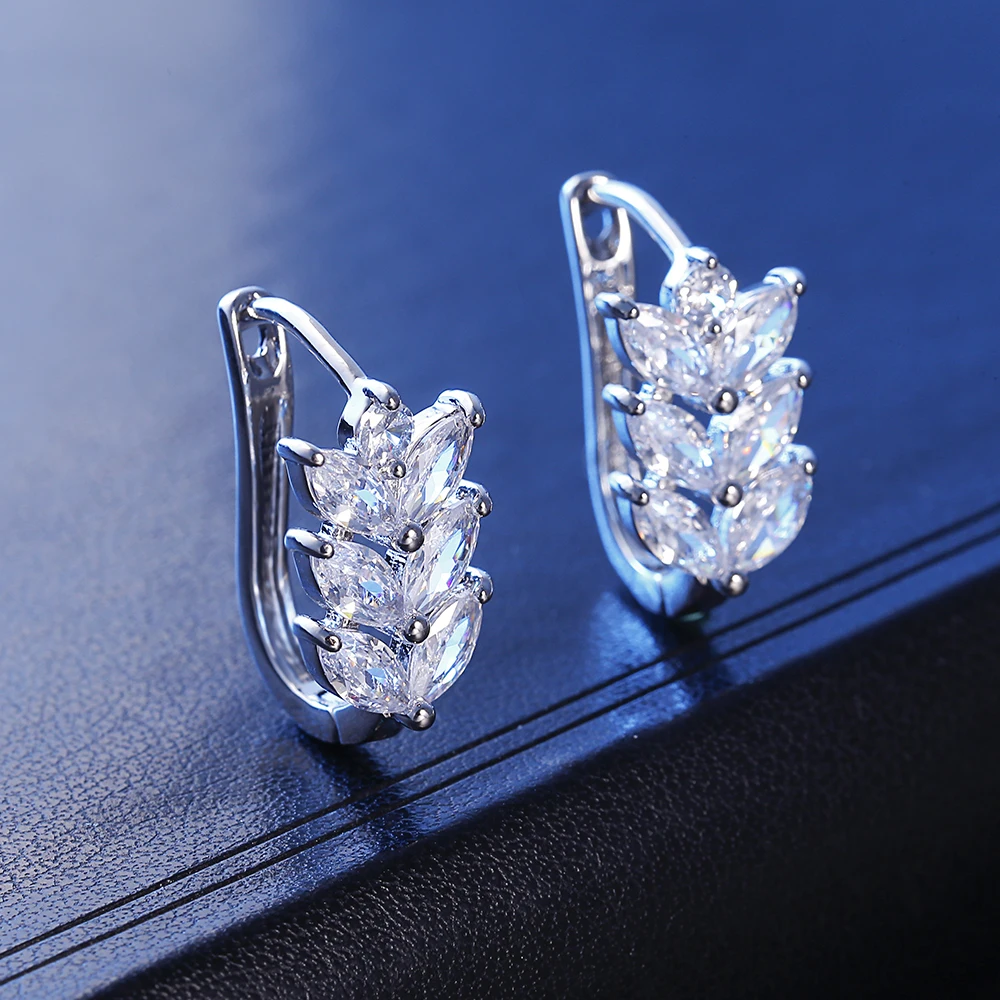 Мозаичные цирконы листа и лепестков классические романтические AAA кубические цирконы цветочные серьги-гвоздики для женщин элегантные ювелирные изделия в подарок на свадьбу.