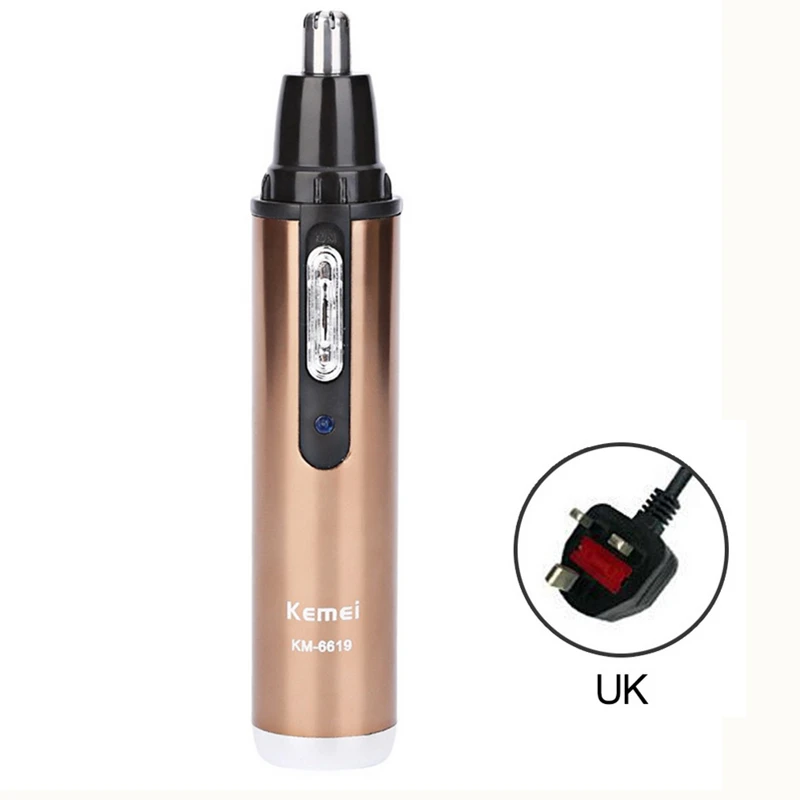 Kemei KM-6619, персональный Электрический триммер для носа и ушей, для мужчин и женщин, уход за лицом, удаление бровей, перезаряжаемый триммер для волос, машинка для стрижки, бритва - Цвет: Gold UK