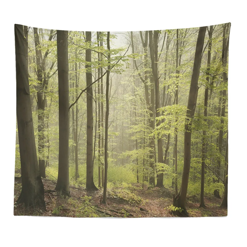 Natural Forest Tapestry Wall Hanging Wonderful Nature Sunshine Through Tree Beach Towel Bedroom Living Room Decor | Дом и сад