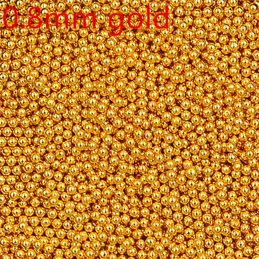 0.8mm gold 500 г 0,4-1,0 мм Икра металлические бусины стальной шар украшения для ногтей бисер "икра" Золотой Серебряный 3D дизайн ногтей маникюр diy принадлежности Инструменты - Цвет: 0.8mm gold