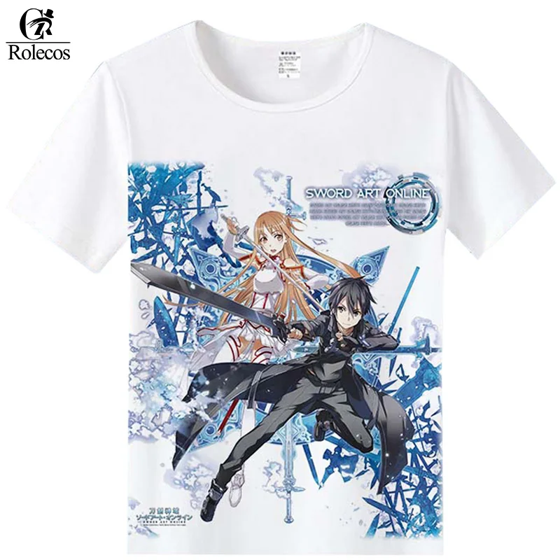 Rolecos меч искусство онлайн косплей костюм Kirigaya Kazuto Yuuki Asuna футболки модные летние