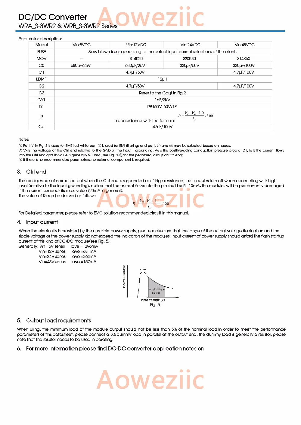 Aoweziic WRB4815S-3WR2 WRB4815S-3W WRB4815 новый оригинальный SIP7 вход: 36-75 в отрегулировать: 15 В 0.2A DC-DC