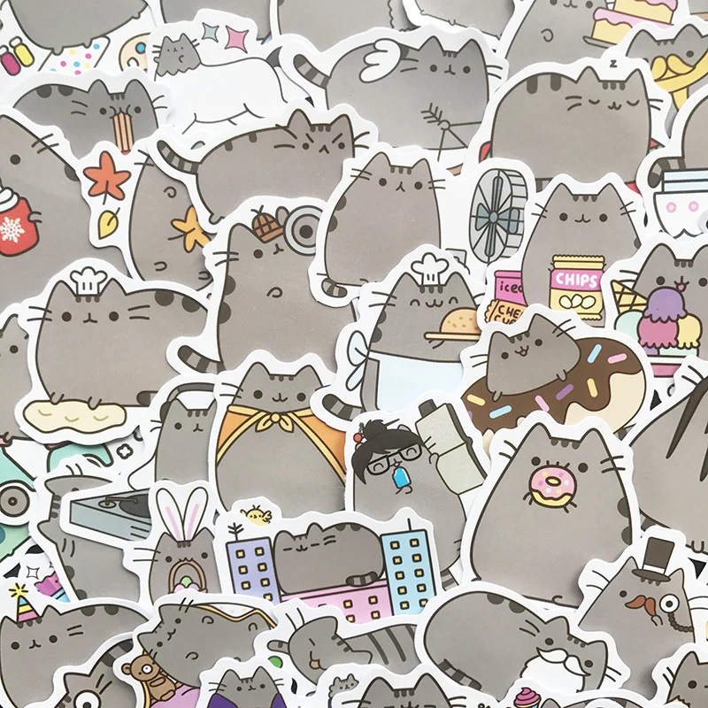 AQK 100 шт./лот Мультяшные милые наклейки с котами игрушки ПВХ граффити бомба для