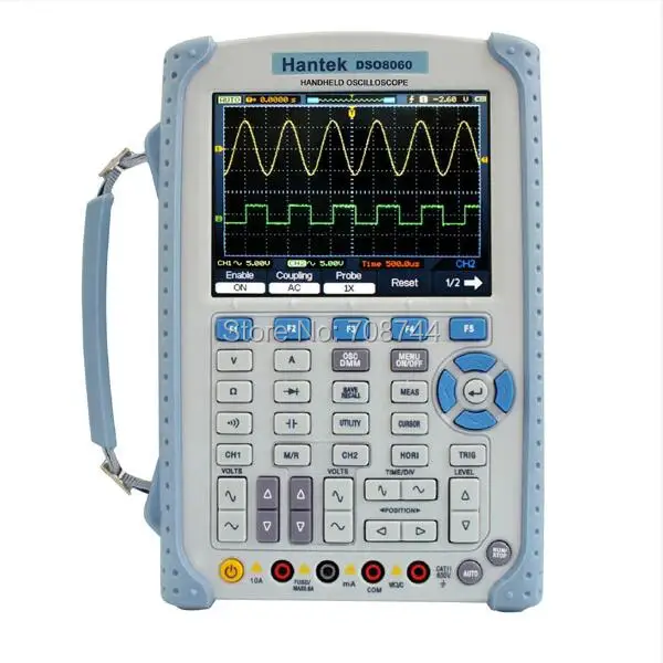 Hantek DSO8060 ручной Osciloscope 60MHz 2 канала 250MSa/s большой 5,7 дюймовый TFT цветной ЖК-дисплей