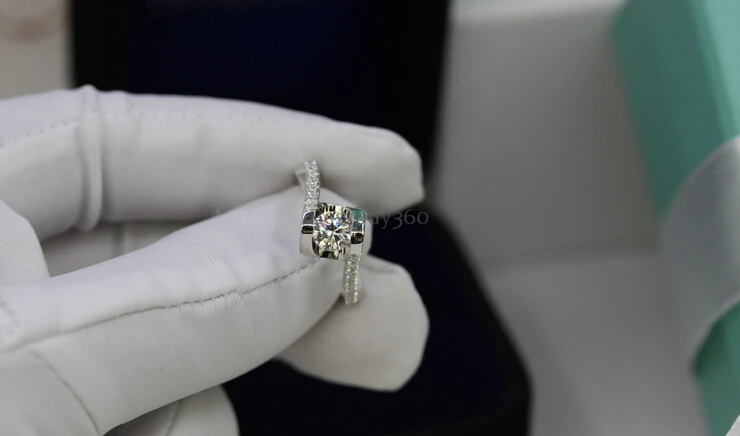 Чистое серебро 0.5ct 925 Серебро S925 кольцо Mariage Nupcial De Mariee Люминесцентная Свадебная