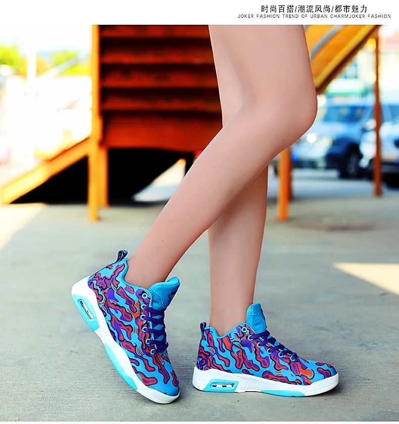 Couple shoes exclusive new unisex sneakers basketball shoes men's casual shoes colorful cloth design high elastic air cushion