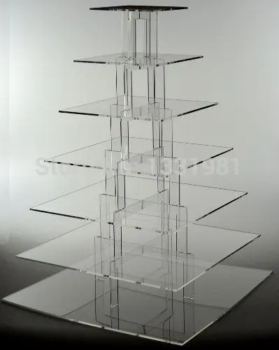 

7 Tier Acrylic Square Tower Cupcake Stand Wedding Birthday Anniversary Party
