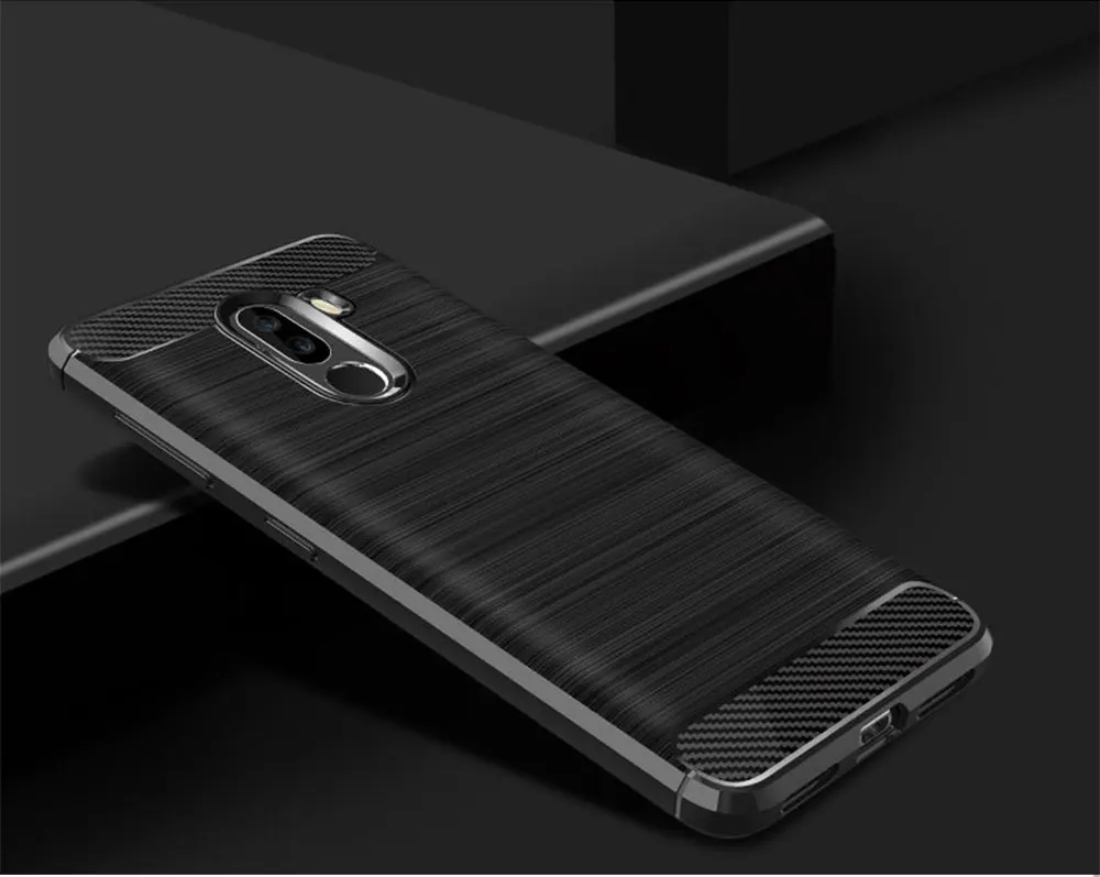 Для Xiaomi Pocophone F1 чехол из углеродного волокна Противоударная Задняя накладка чехла из ТПУ Для Xiaomi Pocophone F1 Poco F1 чехол силиконовый чехол