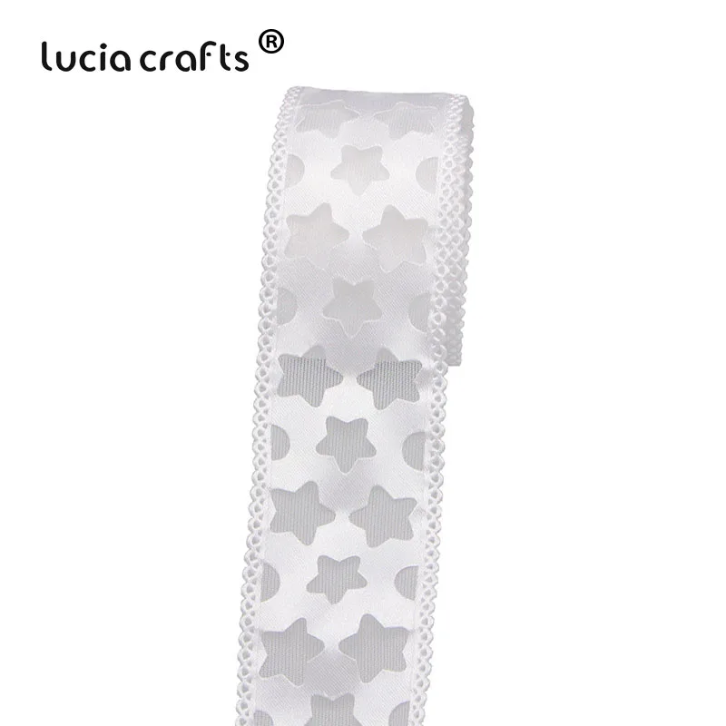 Lucia crafts 5y/6y 40 мм Звездные ленты из органзы для свадебного домашнего декора DIY шитье подарочная упаковка аксессуары ручной работы P0707 - Цвет: C1 White  5y