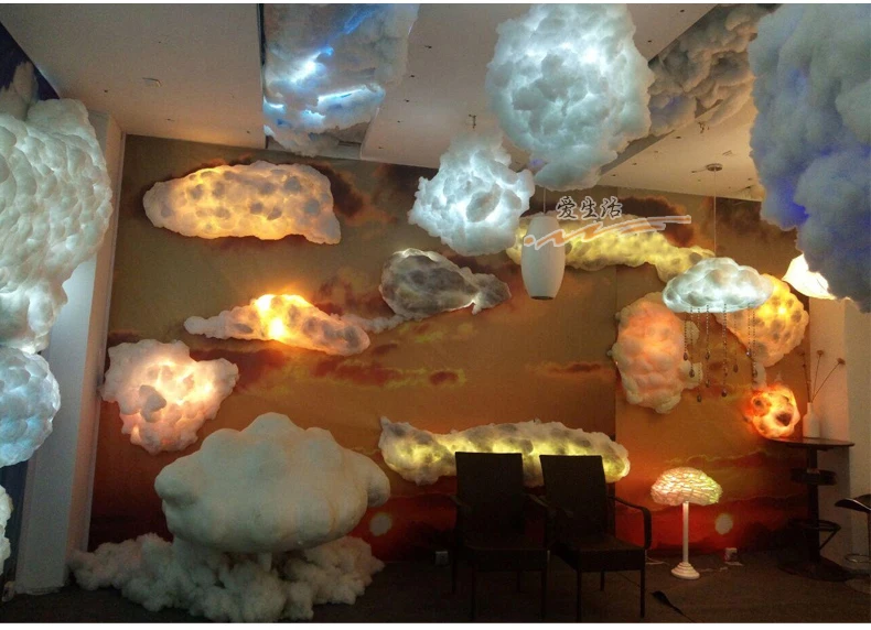 

Floating Cloud Droplight White Clouds Hanging Lights Modern Cotton Pendant Light Fixture Home Indoor Lighting E27 AC90V-260V