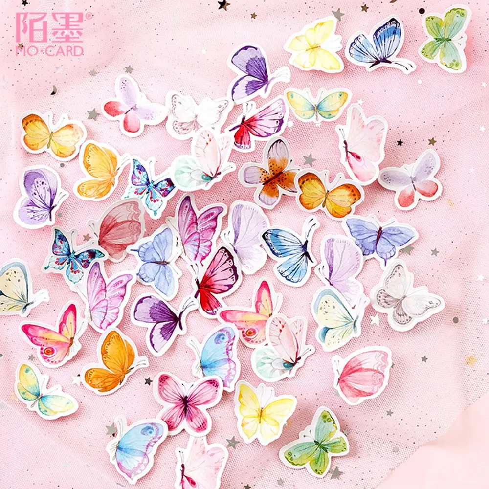 

46 шт./кор. милые наклейки в виде бабочек, креативные канцелярские наклейки, милые клейкие наклейки для детей, фотоальбомы