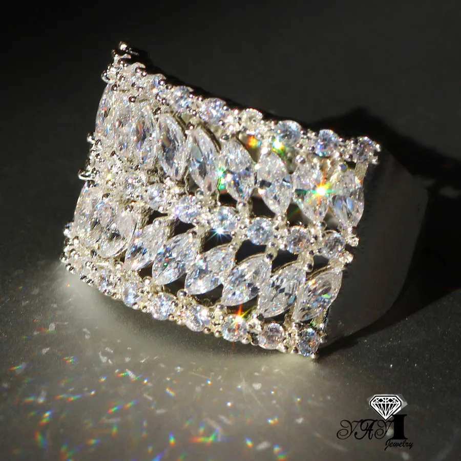 Ювелирные изделия yayi Мода Принцесса огранка 4.5CT белый циркон серебряный цвет обручальные кольца Свадебные Кольца вечерние кольца