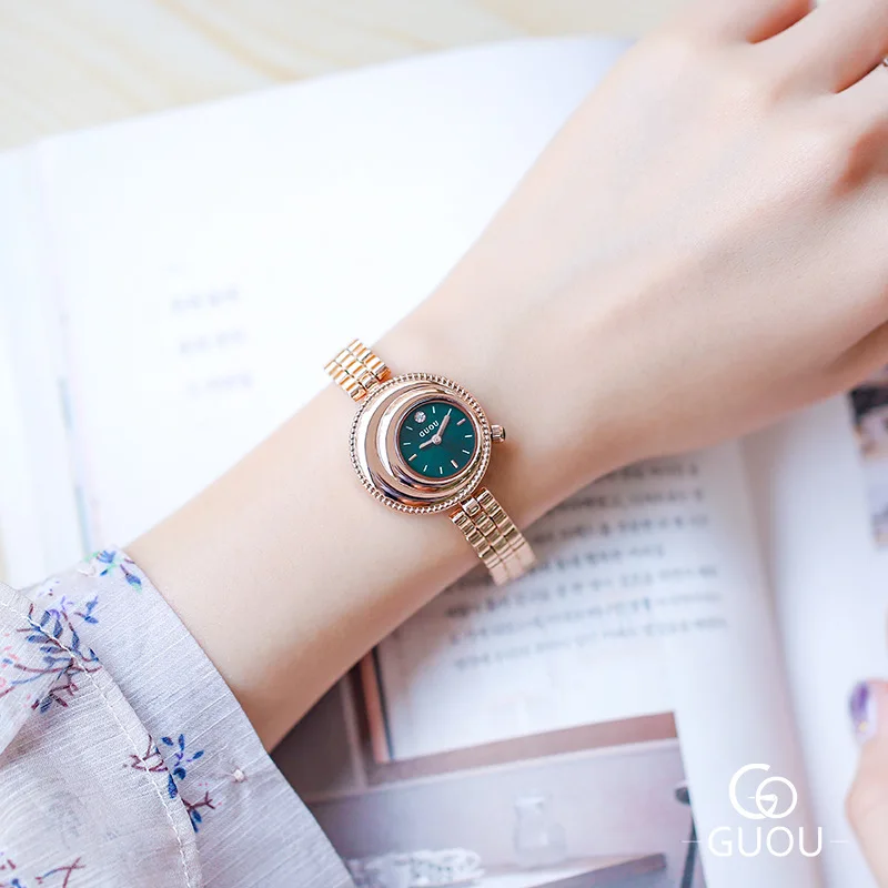 

New Laminated Dial Korean Style Watches Simple Dial Chain Wild Small Fresh OL Temperament Clock Light Luxury Style Wristwatches