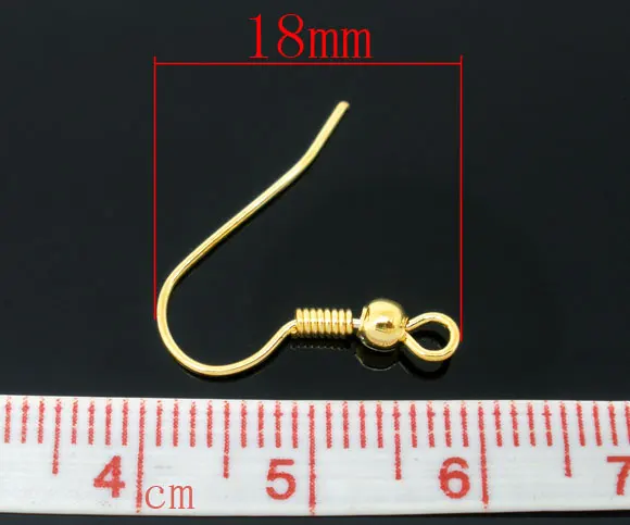DoreenBeads Компоненты серьги из цинкового металлического сплава, фурнитура для сережек, закрученный золотой цвет, 18,0 мм(6/") х 18,0 мм(6/8"), 54 шт