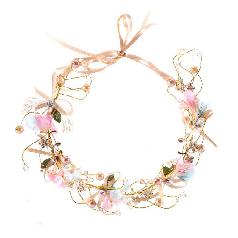 Ручной работы цветочный венок для женщин Свадебные украшения для волос детская вечеринка Корона цветочная гирлянда Аксессуары для волос невесты повязка на голову