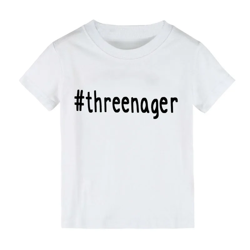 Threenager/Детская футболка с буквенным принтом рубашка для мальчиков и девочек детская одежда для малышей Забавные футболки Z-79 - Цвет: Белый