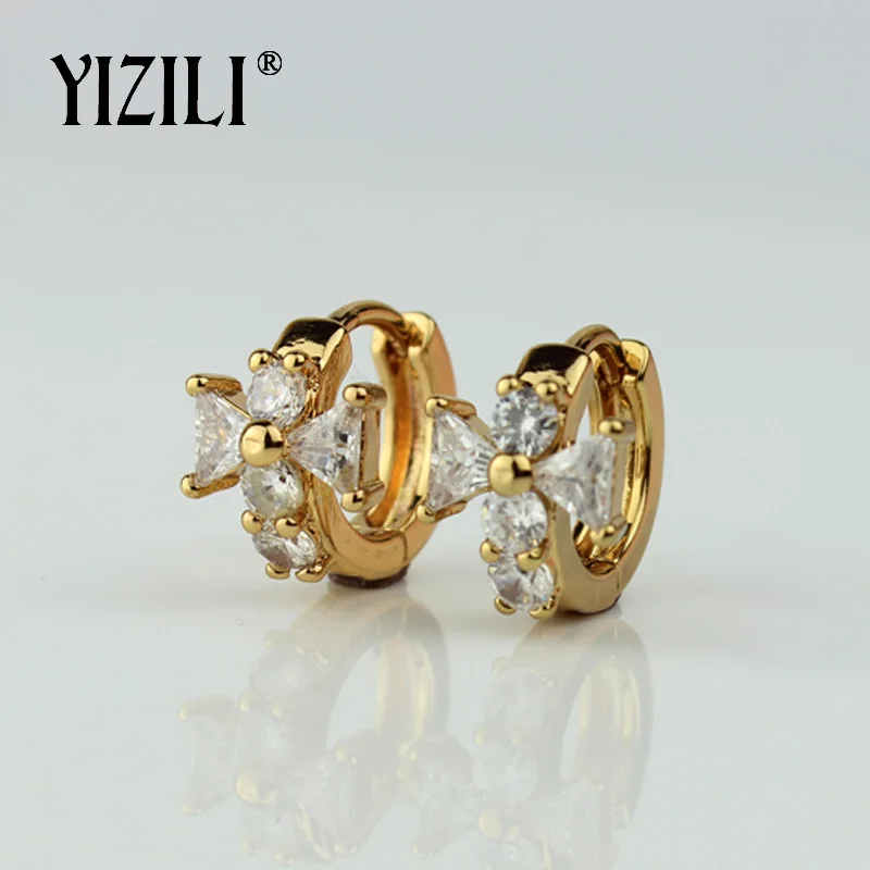 YIZILI,, стильные серьги в форме цветка, золотой цвет, натуральный циркон, серьги для женщин, вечерние, подарок, ювелирное изделие A038