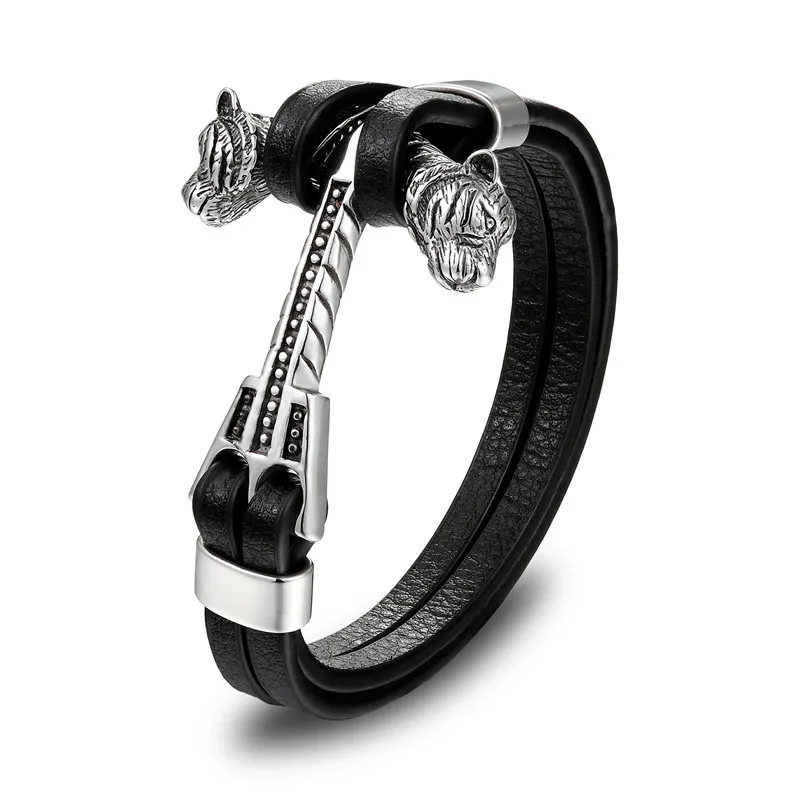 MKENDN Новая мода Ride To Live золотая анкерная застежка черный плетеный браслет из