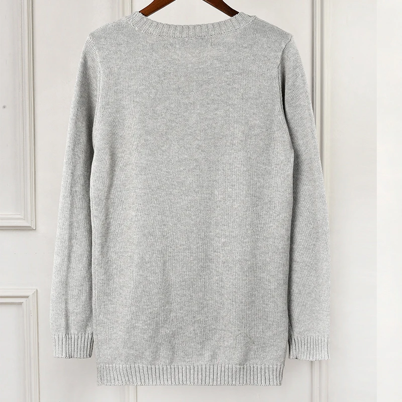 2018 Autumn Winter Luxury Monster Embroidery Sweater Pullover Women Runway Designer Long Sleeve Ladies Gray Knit Jumper Clothes | Женская