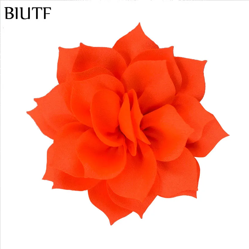 29-neon orange 10 шт./лот 3,2 ''Ткань Цветы Ткань Цветок лотоса Дети Женщины DIY волосы цветок вечерние украшения FH52 - Цвет: 29-neon orange