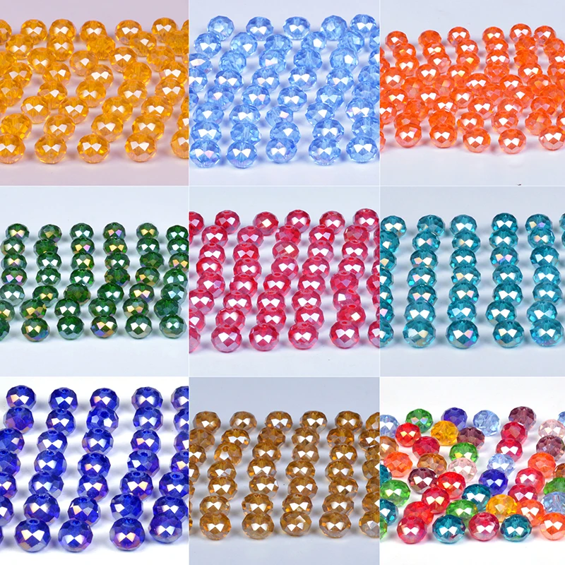 

Free Shipping Multi AB Color 4mm 6mm 8mm Glass Czech Crystal Beads Transit Beads Bracelet Necklace Jewelry Making DIY