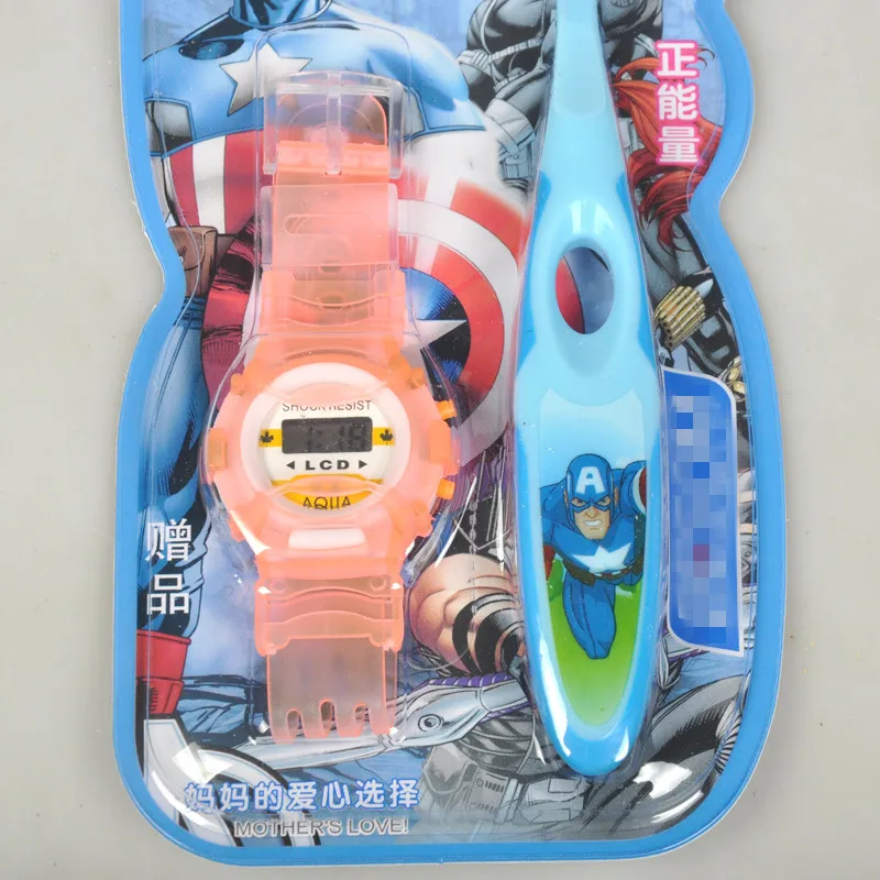 Captain America for all children's toothbrushes baby high quality soft-bristled nylon toothbrush send electronic watches | Мать и