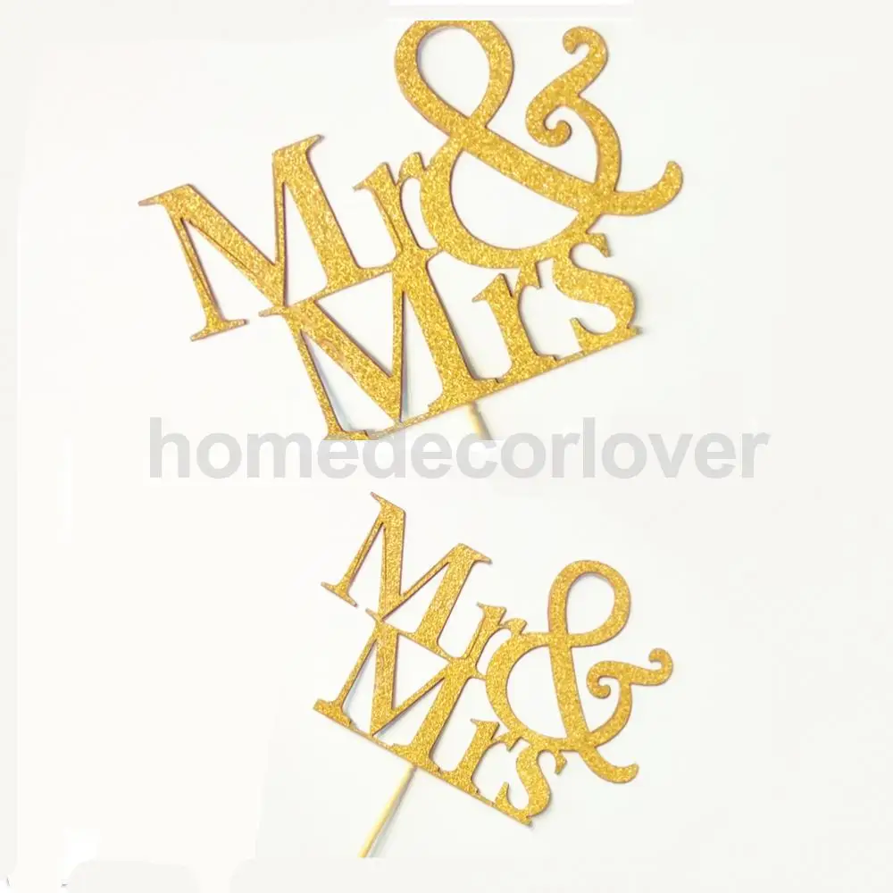 Золотые блестящие топперы для торта Mr Mrs Свадебная вечеринка 20 шт. | Дом и сад